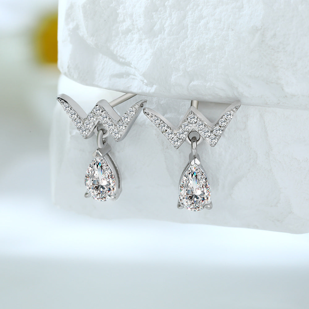 925 Silver Crown Ring Earrings Necklace Set