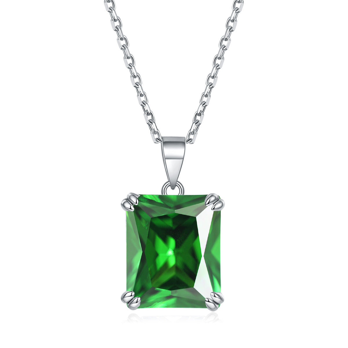 S925 Silver Rectangular Zircon Necklace