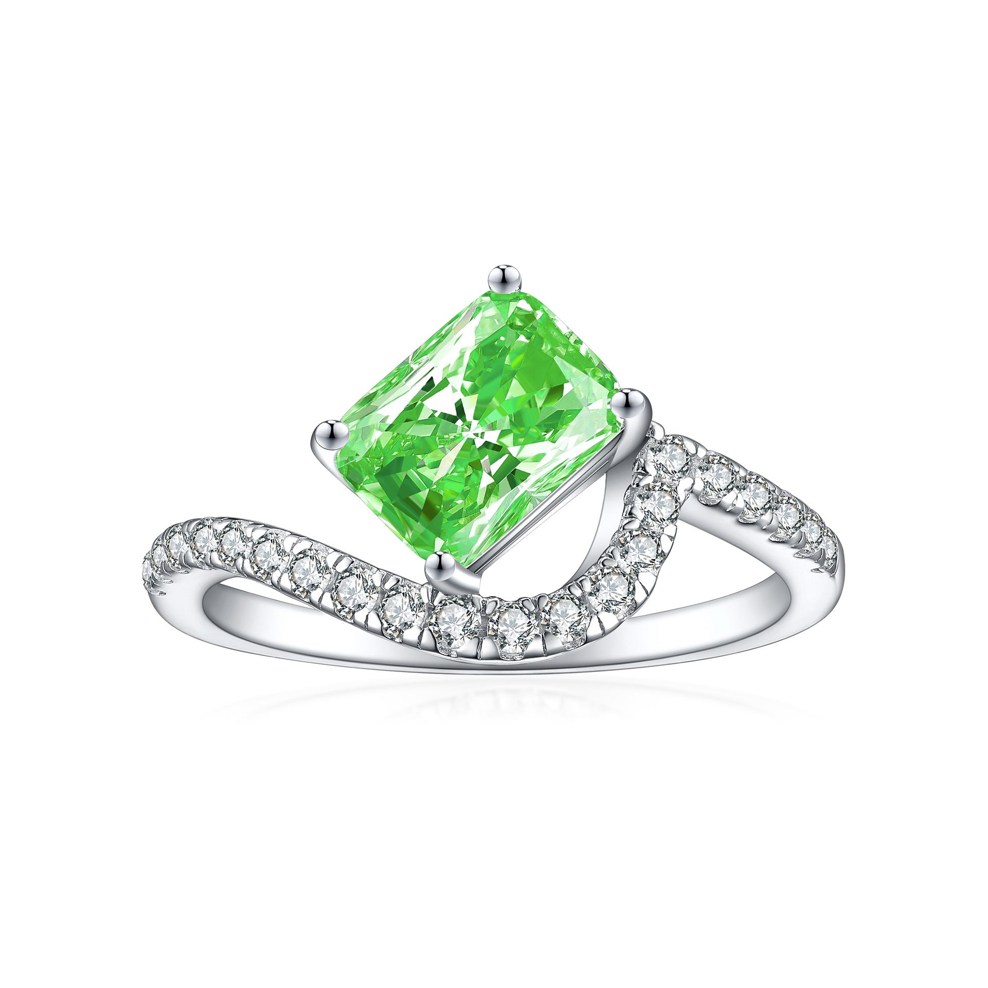 925 Silver 1.5ct Square Flame Ice Ring