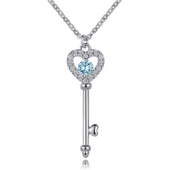 S925 Silver Birthstone Key Necklace