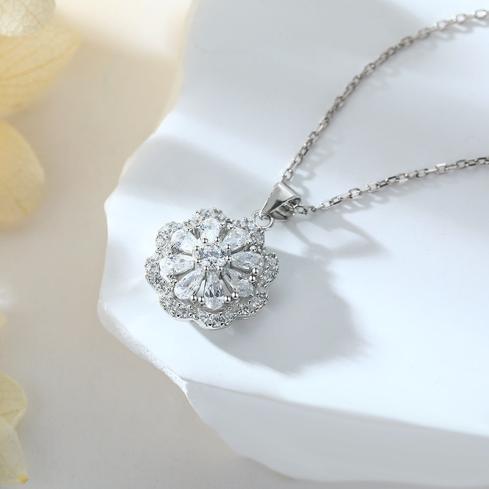 925 Silver Flower Ring Earrings Necklace Jewelry