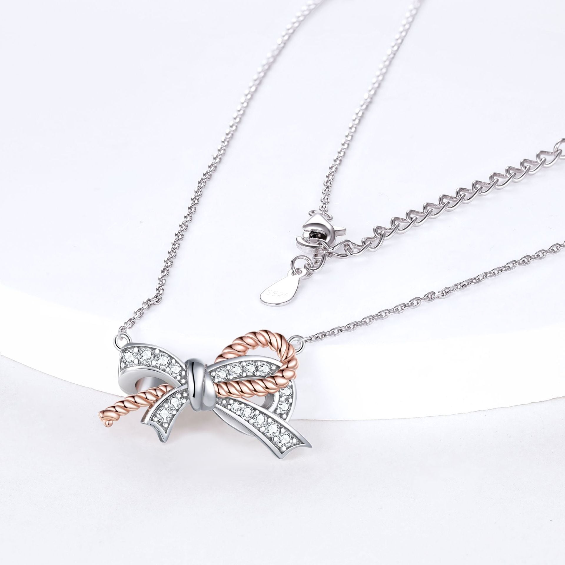 925 Silver Earrings Ring Twist Necklace Bow Bracelet