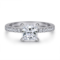 925 Silver Row Ring Square Zircon Necklace Earrings