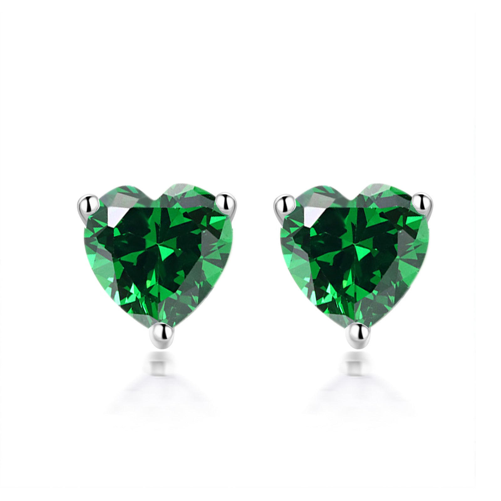S925 Zodiac Heart Earrings - Birthstone CZ Studs