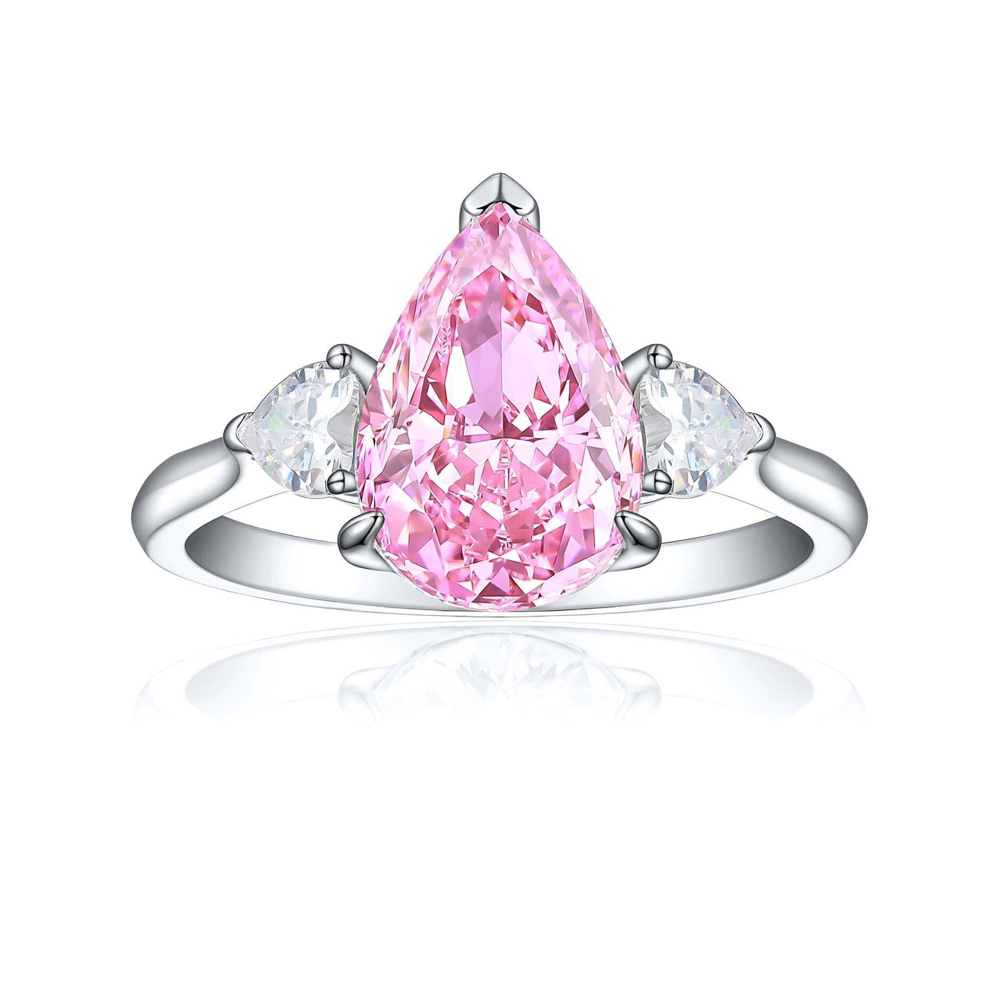 925 Silver 4ct Teardrop Flame Ice Ring