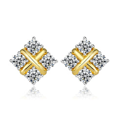 925 Silver X Bar Earrings Studs