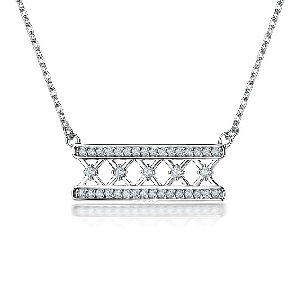925 Silver Hollow Ring Half Circle Earrings Necklace Set