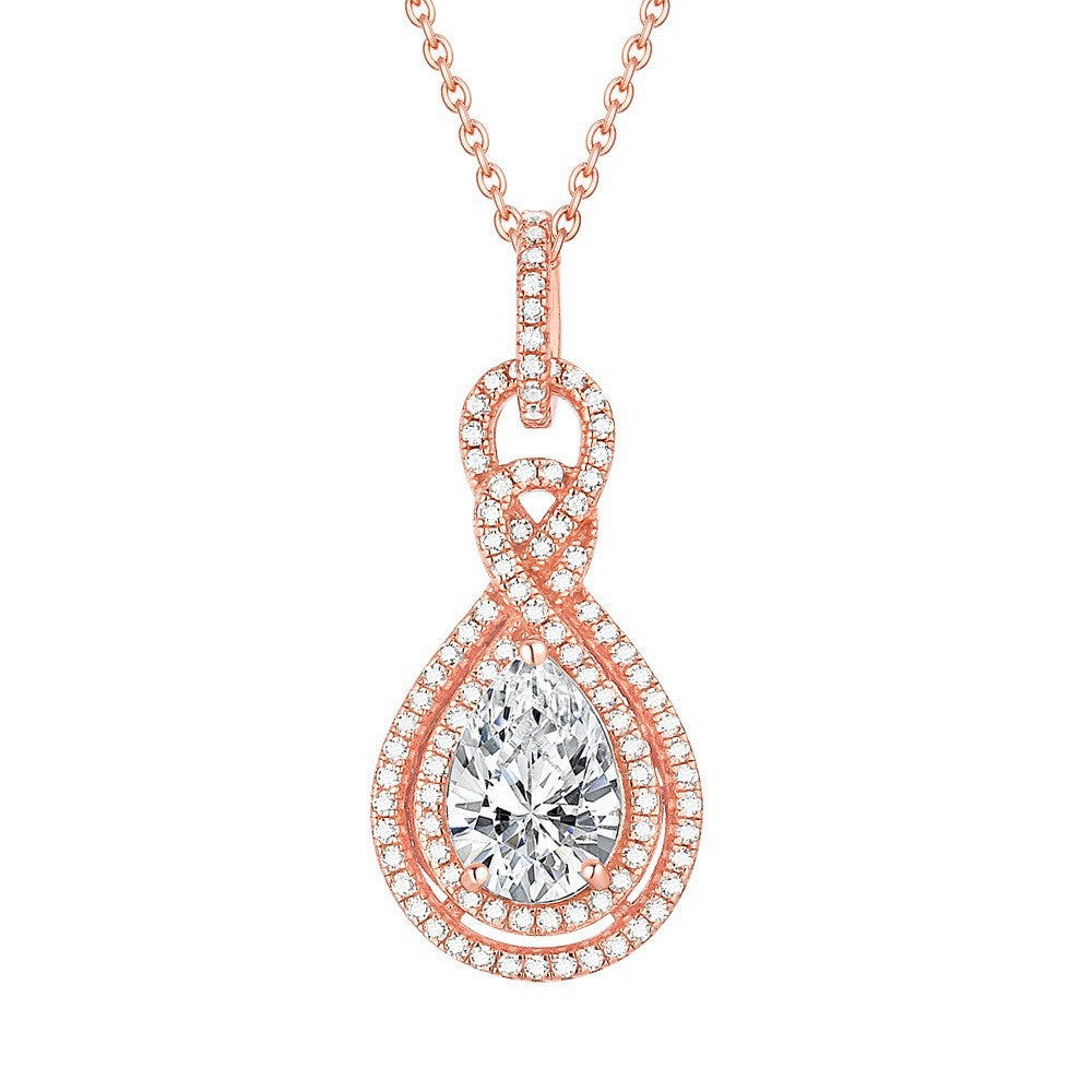 S925 Silver Peridot Rose Gold Necklace