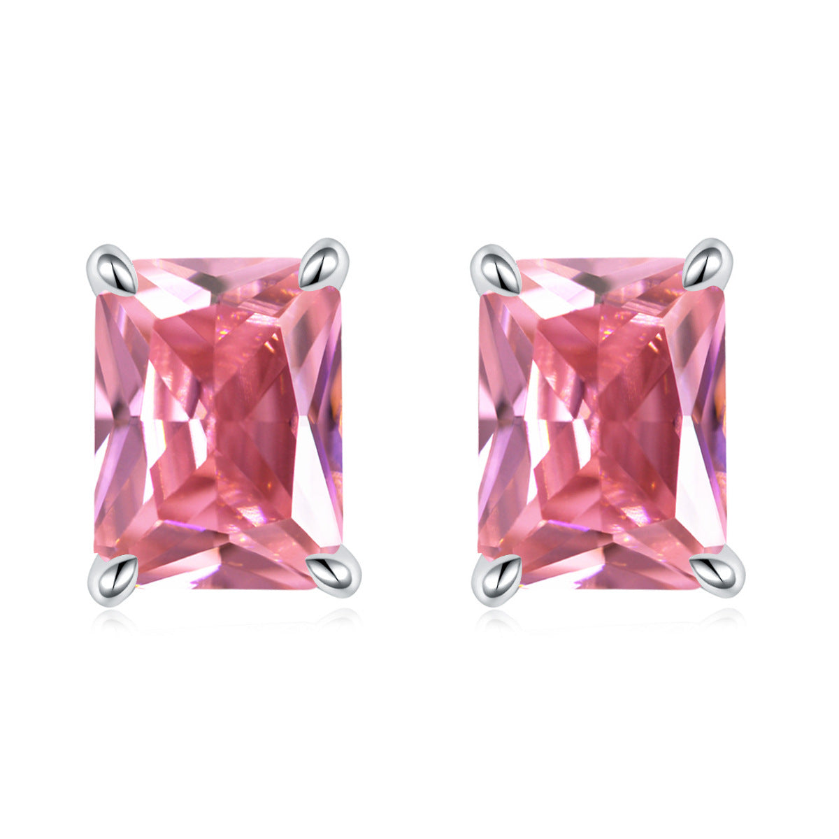 925 Silver Rectangle Birthstone Earrings