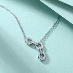 S925 Silver Triple Hoop Pendant Necklace