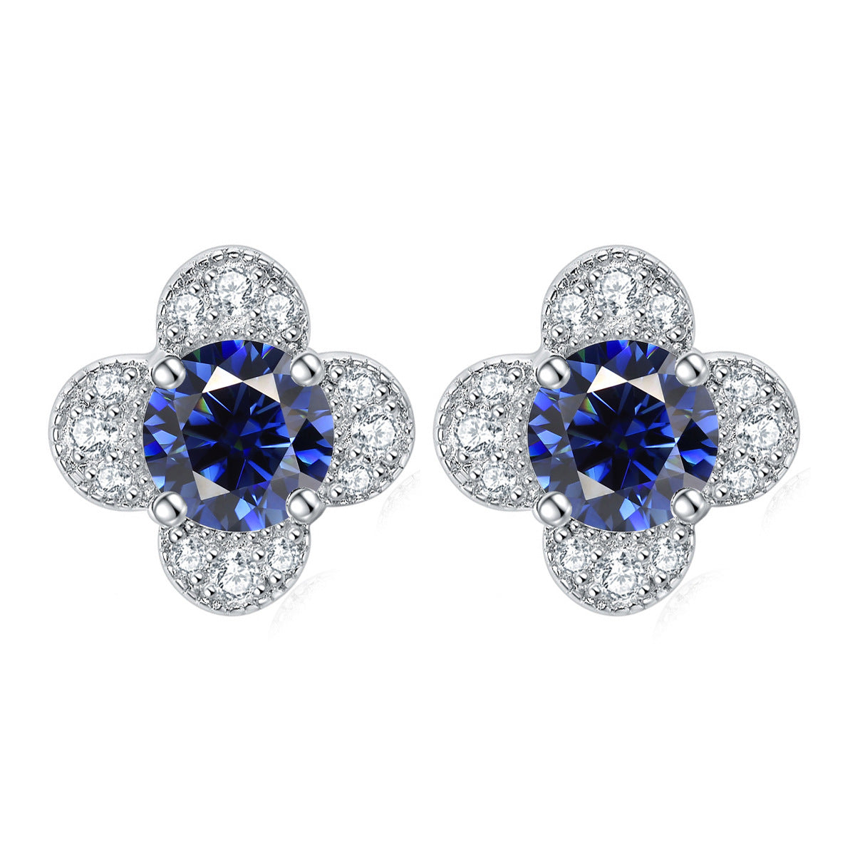 925 Silver Clover Floral Earrings