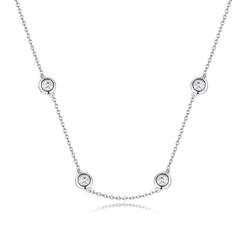S925 Silver Round Diamond Choker