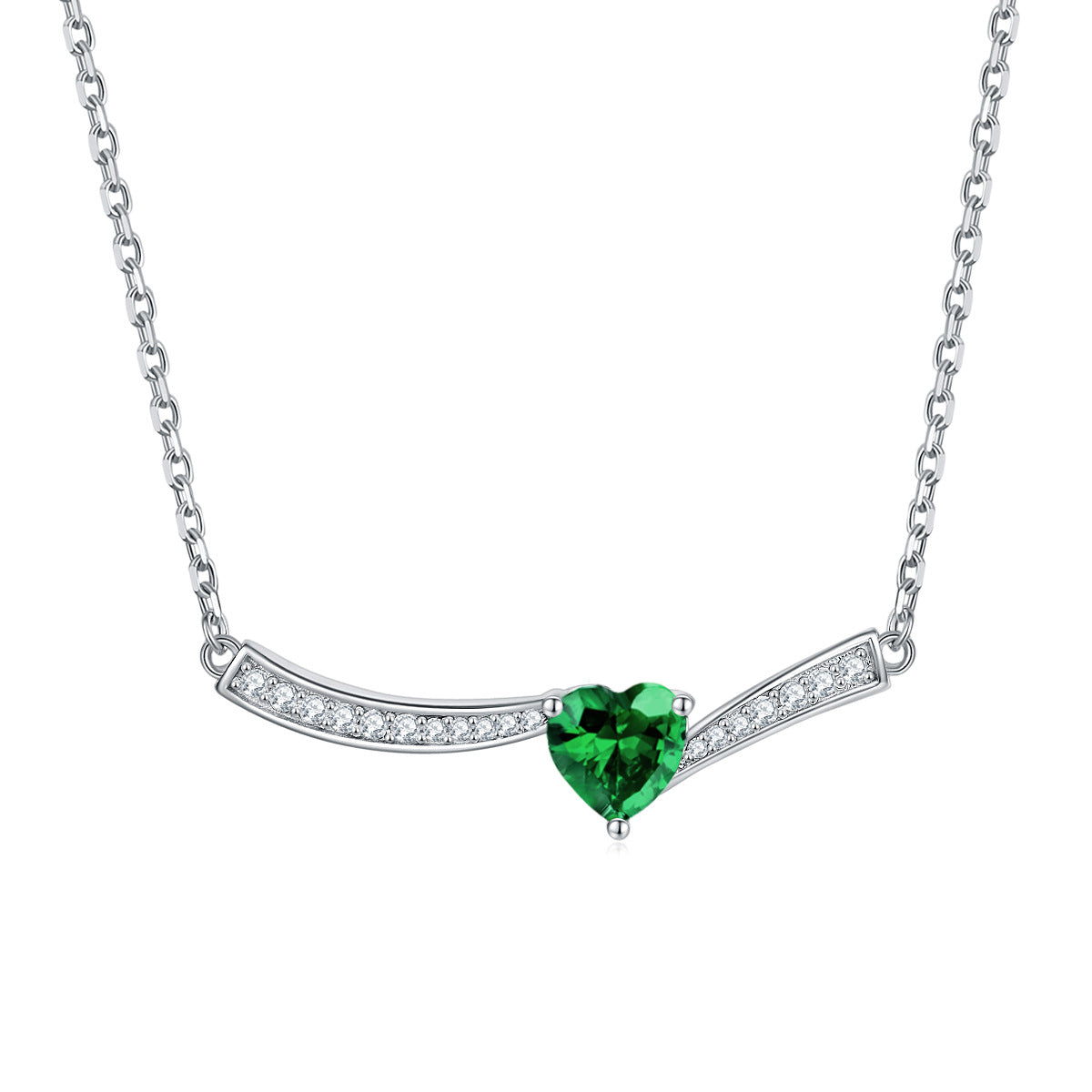 S925 Silver Aquamarine Heart Necklace