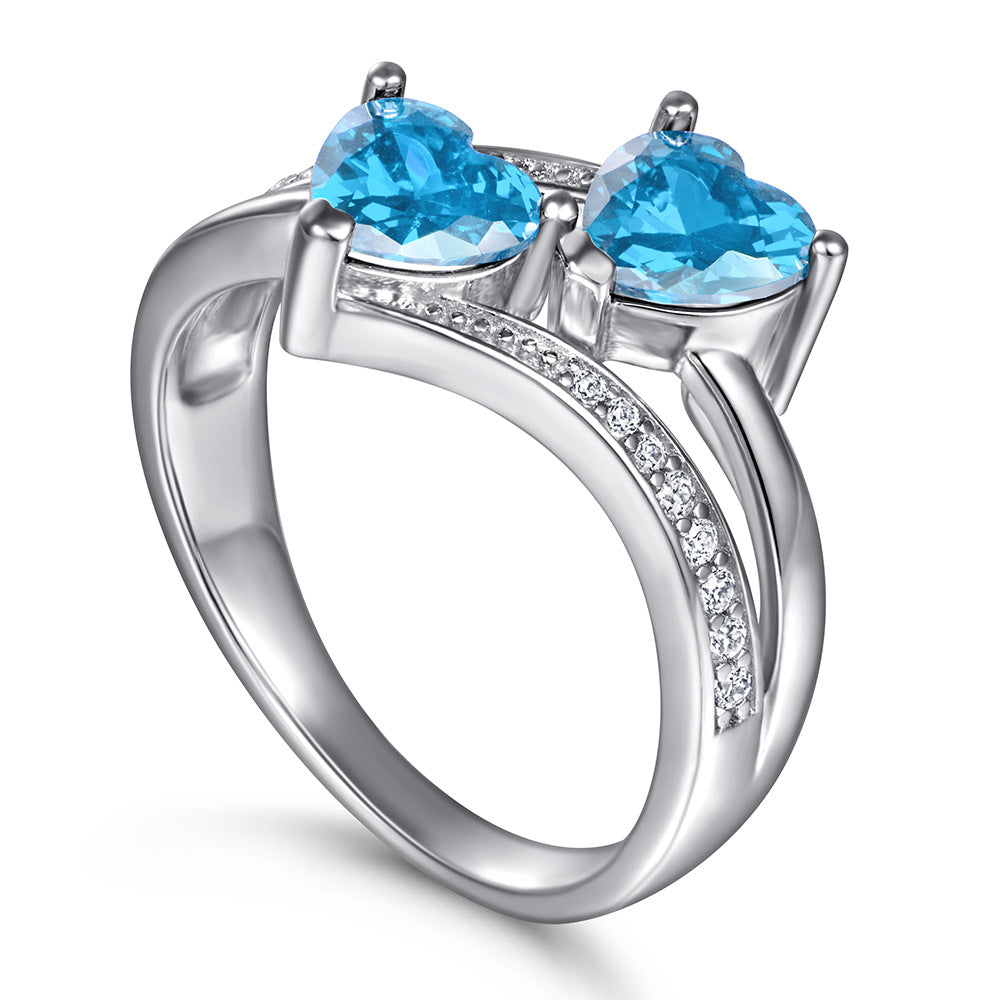 925 Silver Double Heart Halo