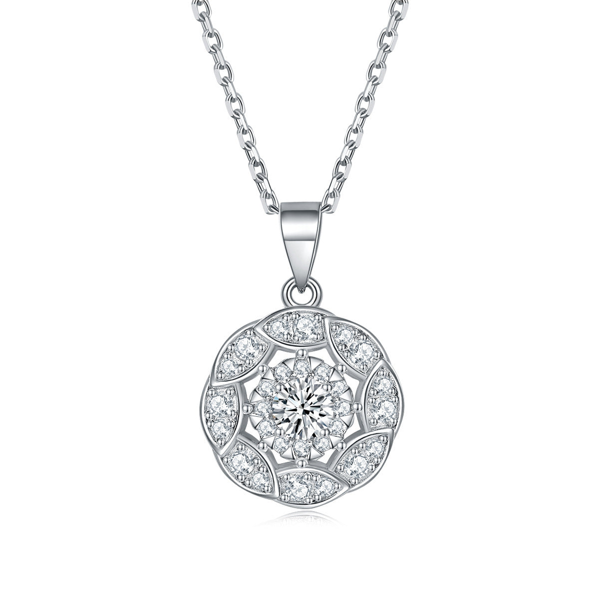 S925 Silver Peridot Zircon Solitaire Pendant Necklace