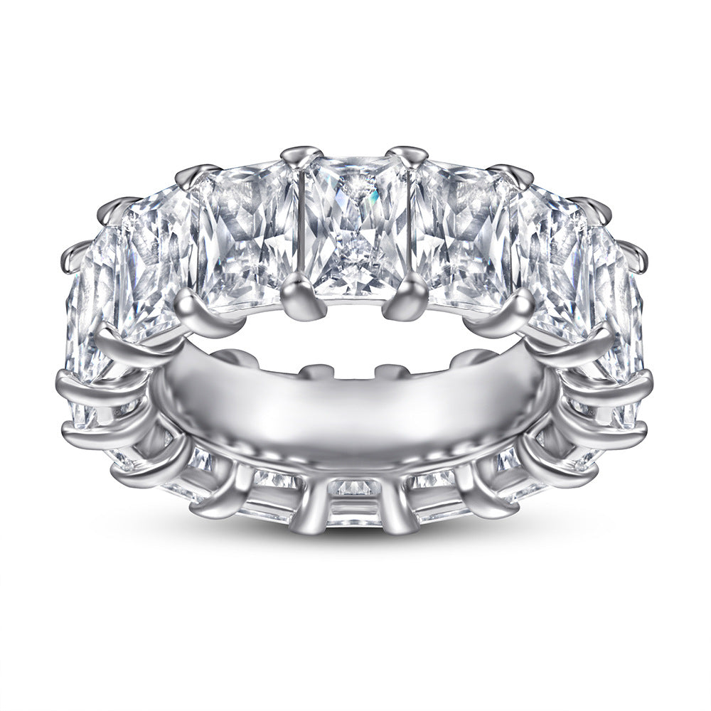 S925 Gold Plated 0.5ct CZ Wide Band Ring
