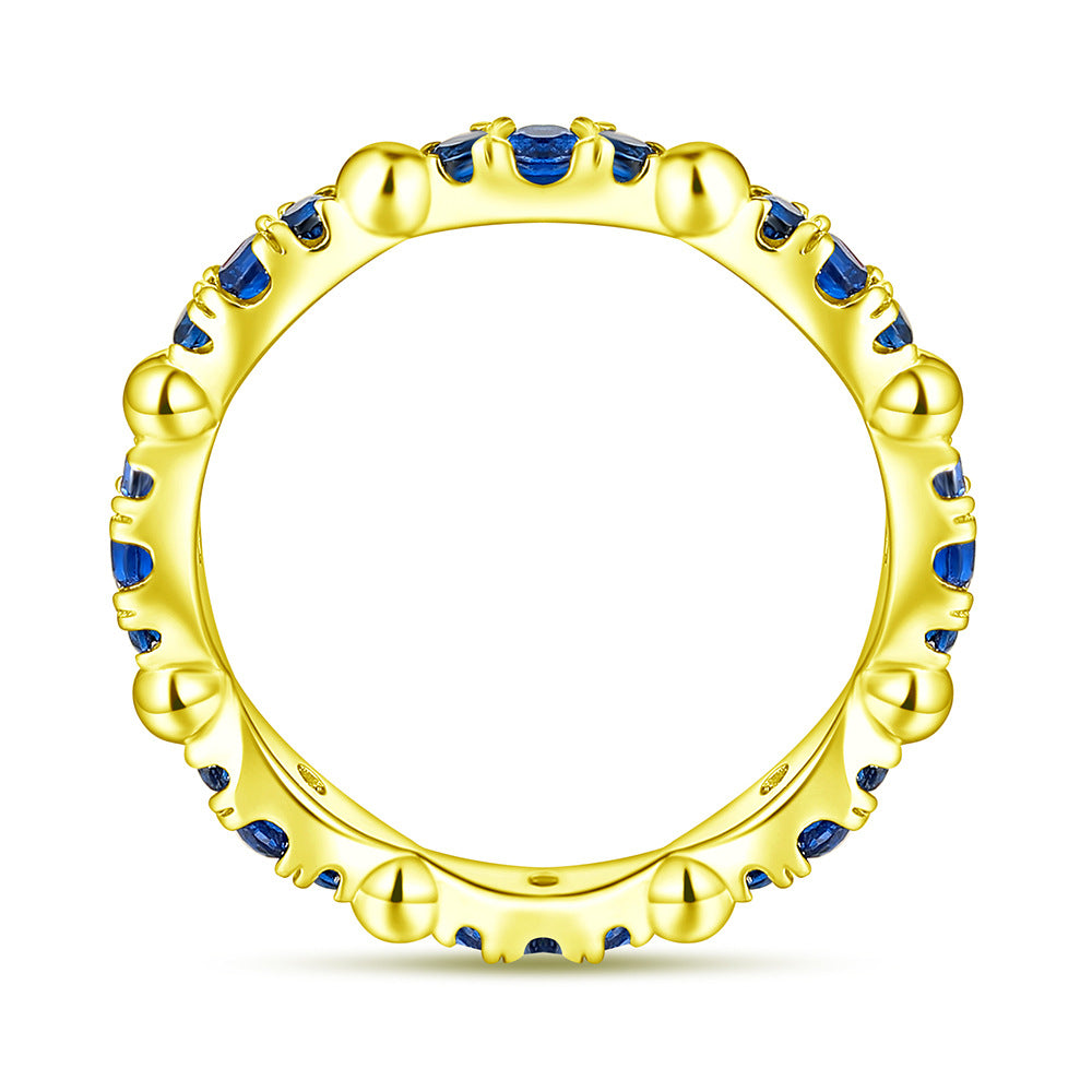 925 Silver Blue CZ Pavé Band Ring