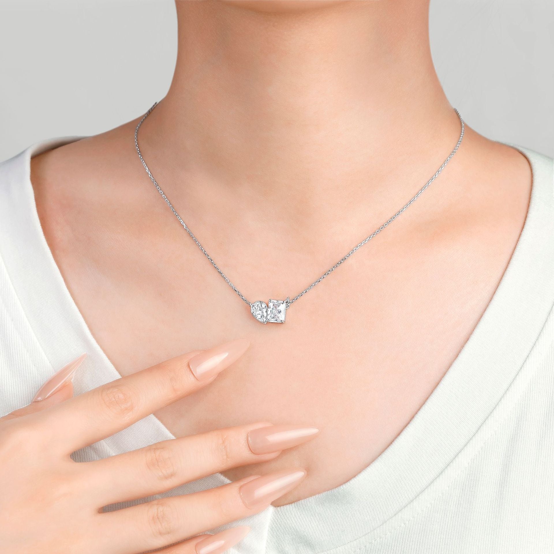 S925 Silver 2ct Square Zircon Necklace