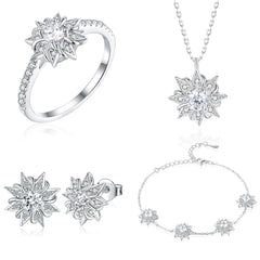 925 Silver Bracelet Earrings Necklace Ring Set