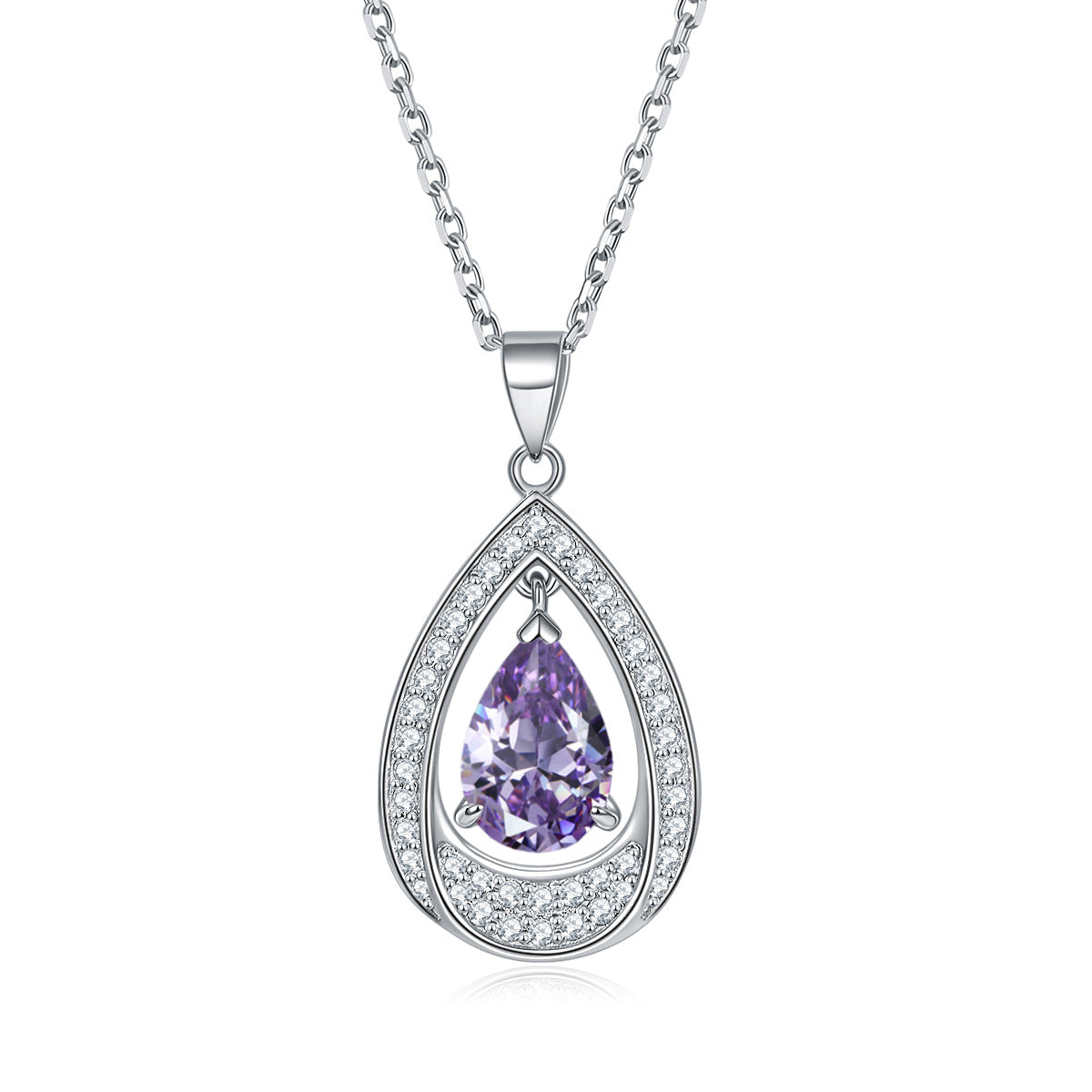 S925 Silver Aquamarine Drop Necklace