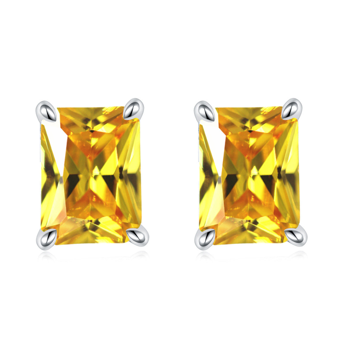 925 Silver Rectangle Birthstone Earrings