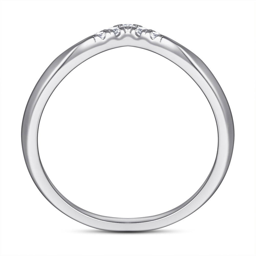 925 Silver V-Shaped CZ Wedding Band