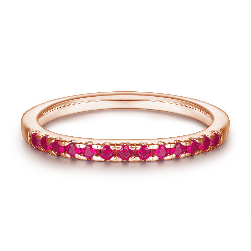 925 Silver Rose Gold Plated Micro-Pavé Line Ring