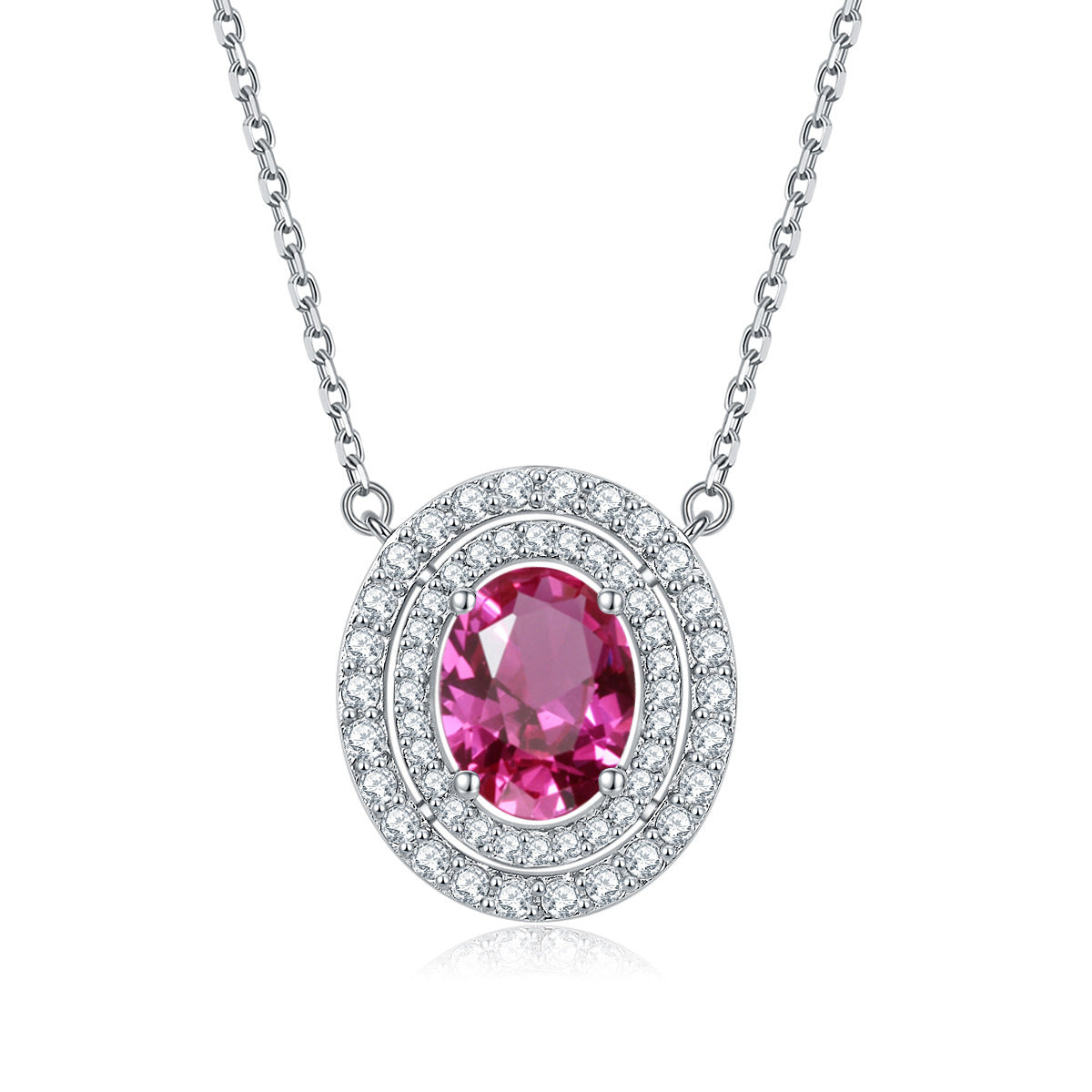 S925 Silver Oval Zircon Necklace