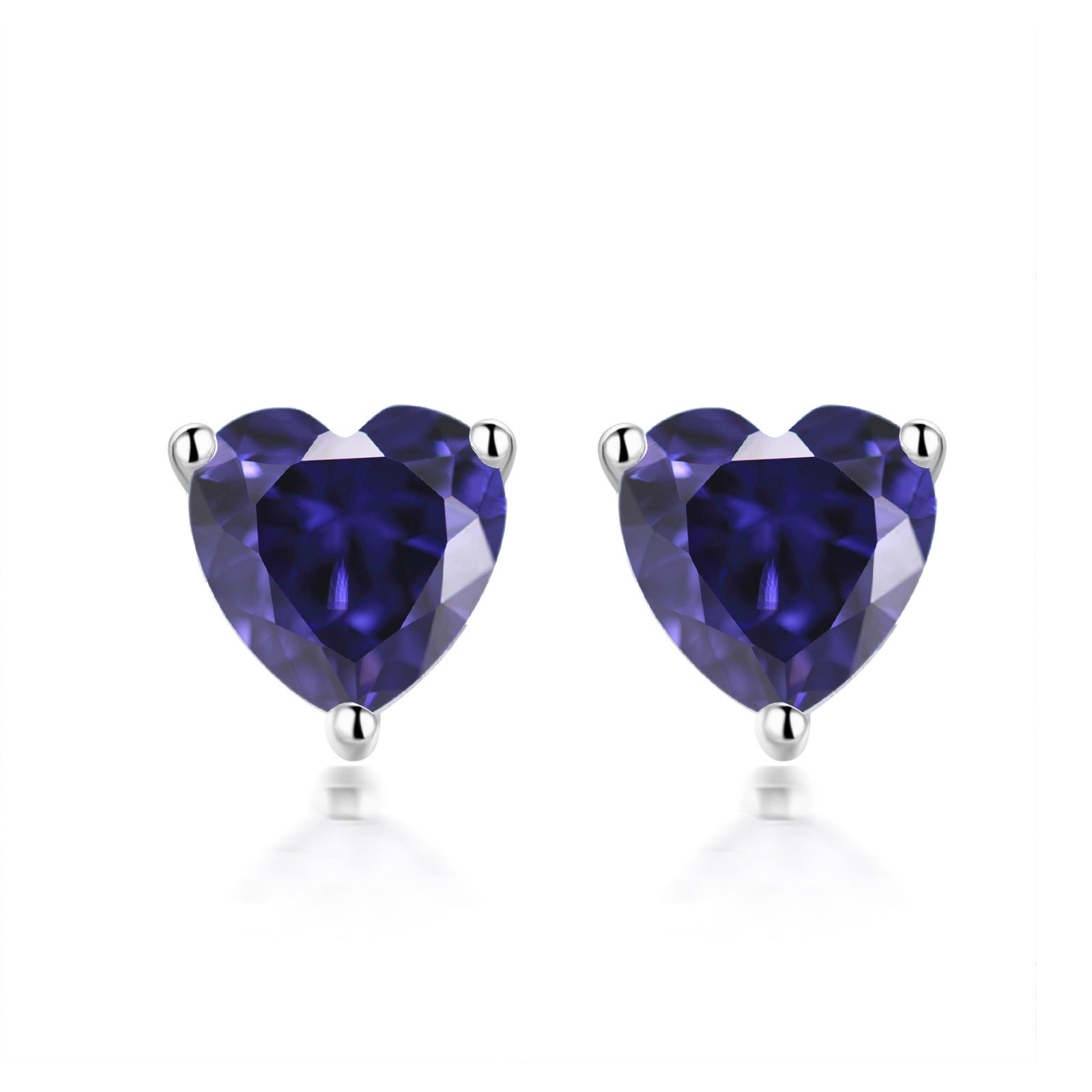 S925 Zodiac Heart Earrings - Birthstone CZ Studs