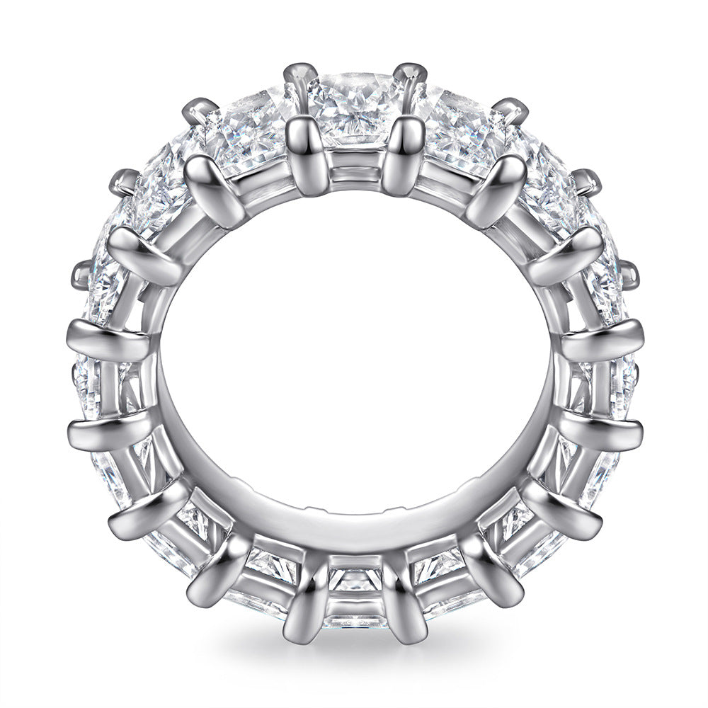 S925 Gold Plated 0.5ct CZ Wide Band Ring