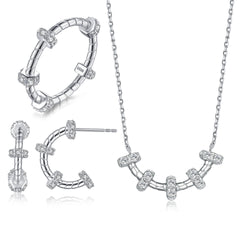 925 Silver Cartier Style Ring Earrings Necklace
