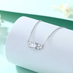 S925 Silver Diamond-Cut Zircon Pendant Necklace