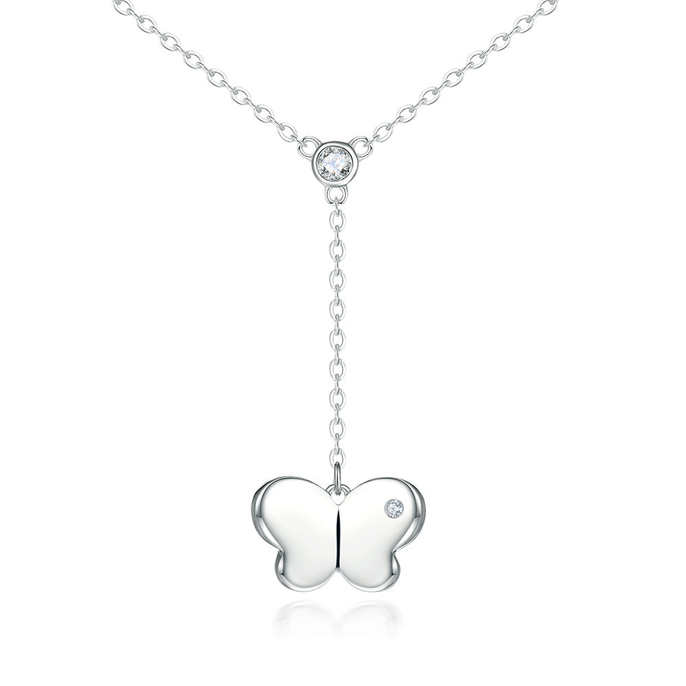 S925 Silver Butterfly Tassel Necklace