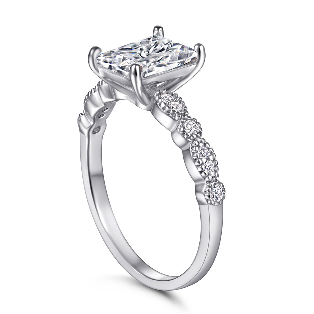 925 Silver Square CZ Statement Ring