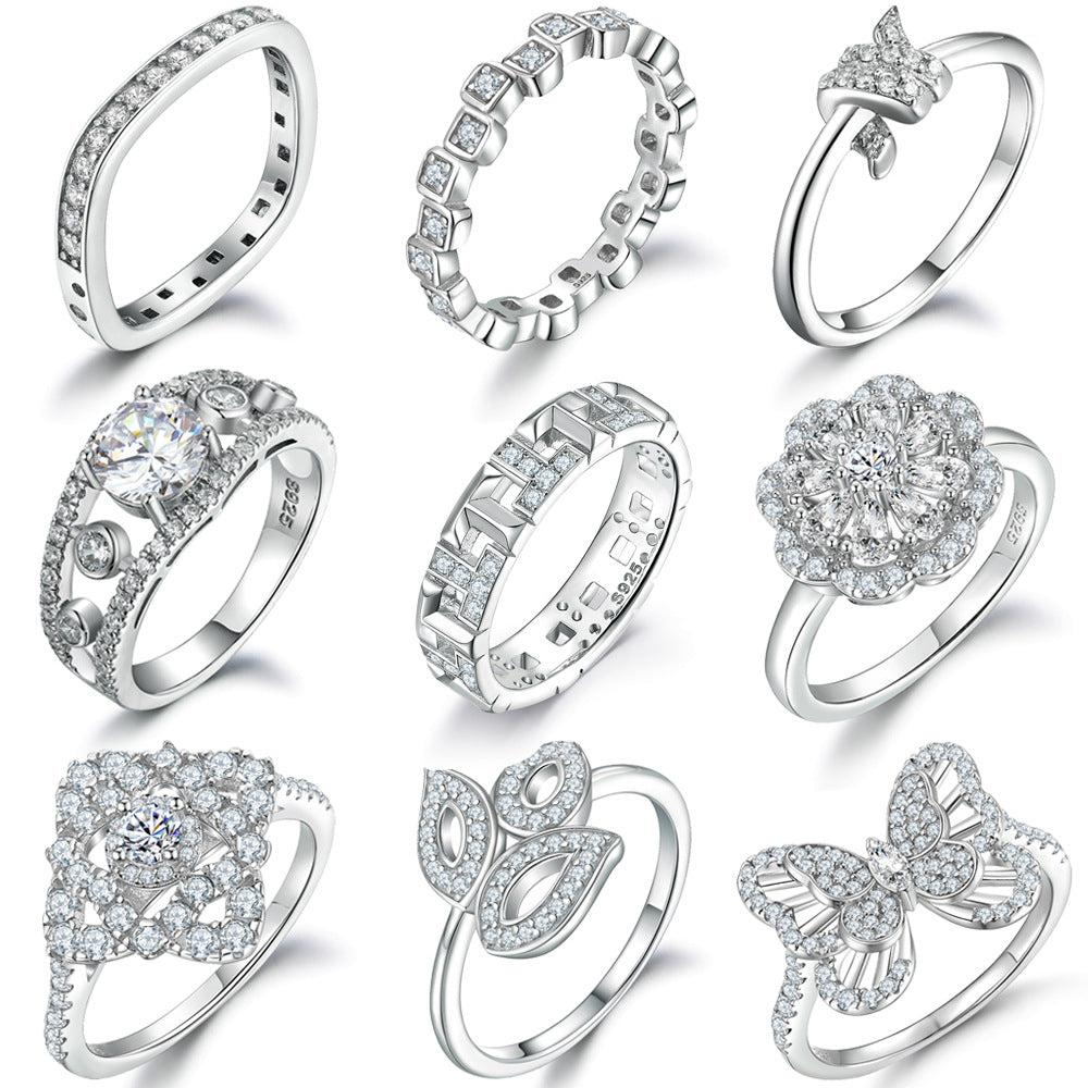 925 Silver Butterfly Pavé Band