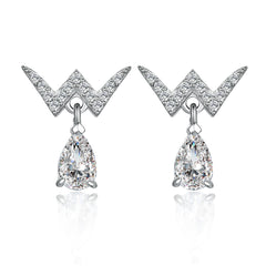 S925 Silver W Letter Drop Earrings