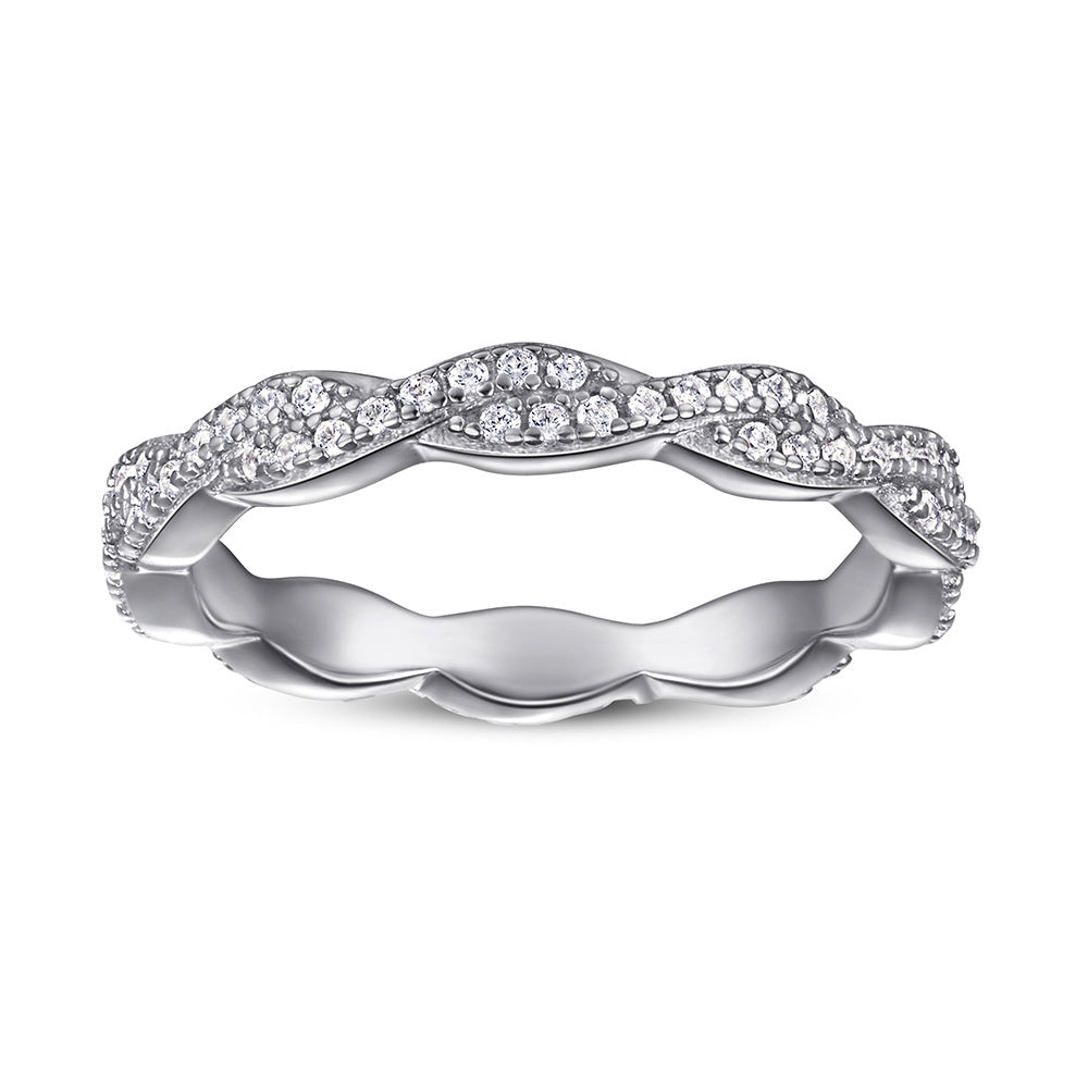 925 Silver Twisted Infinity Full Band Ring