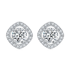 925 Silver Square Zircon Ring Set Necklace Earrings