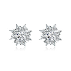 S925 Silver Sunflower Star Studs