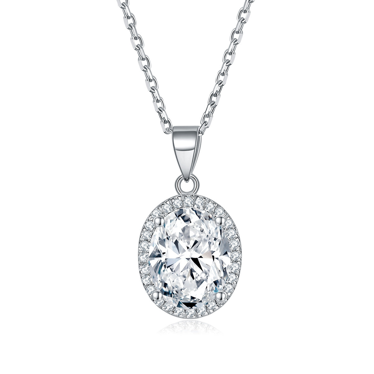 925 Silver Egg Shaped Ring Necklace Earrings Set