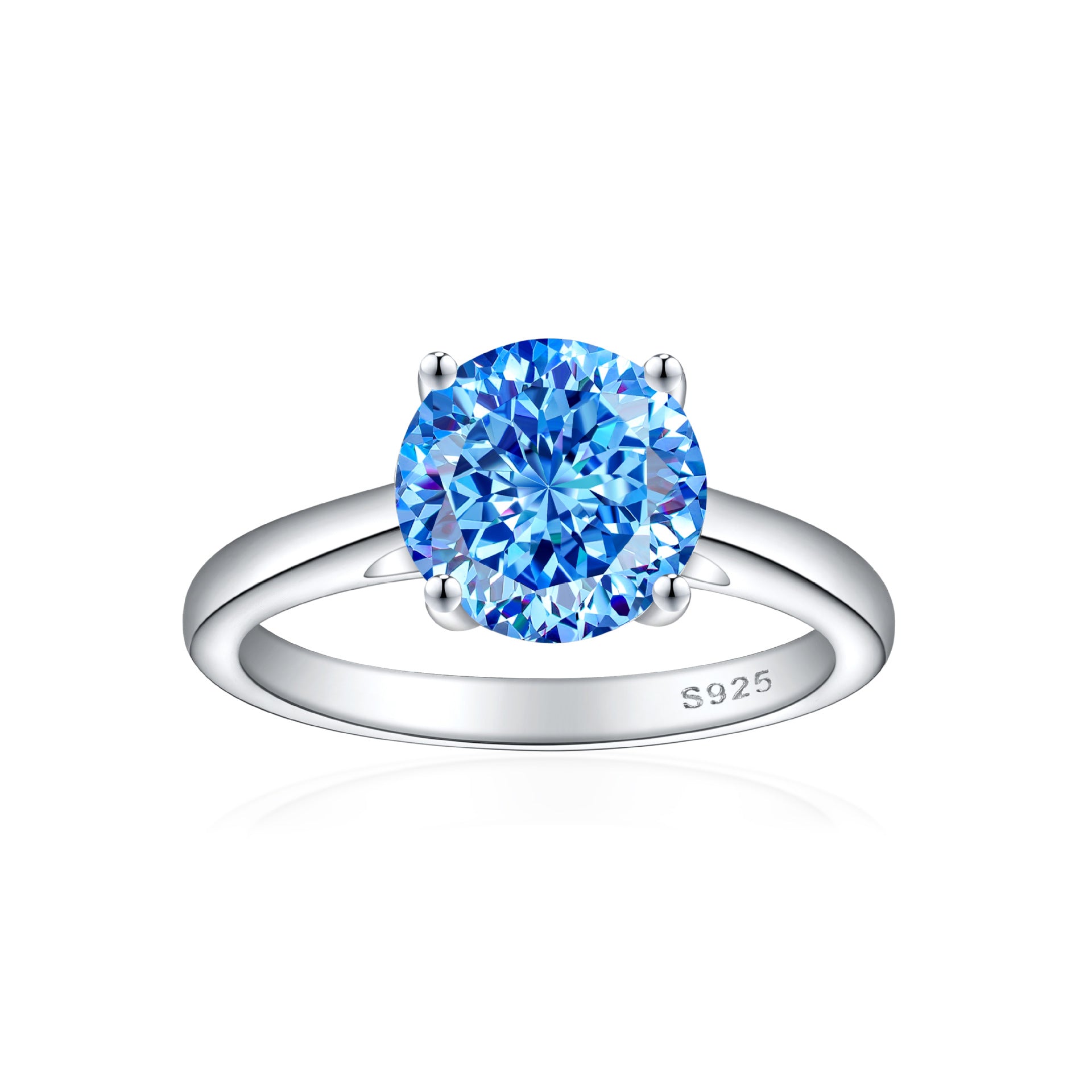 925 Silver 2ct Round Flame Ice Ring