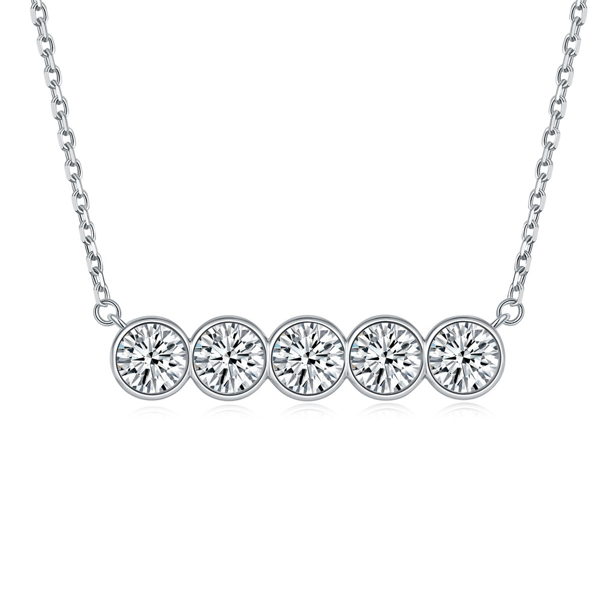 S925 Silver Round Channel-Set Zircon Necklace