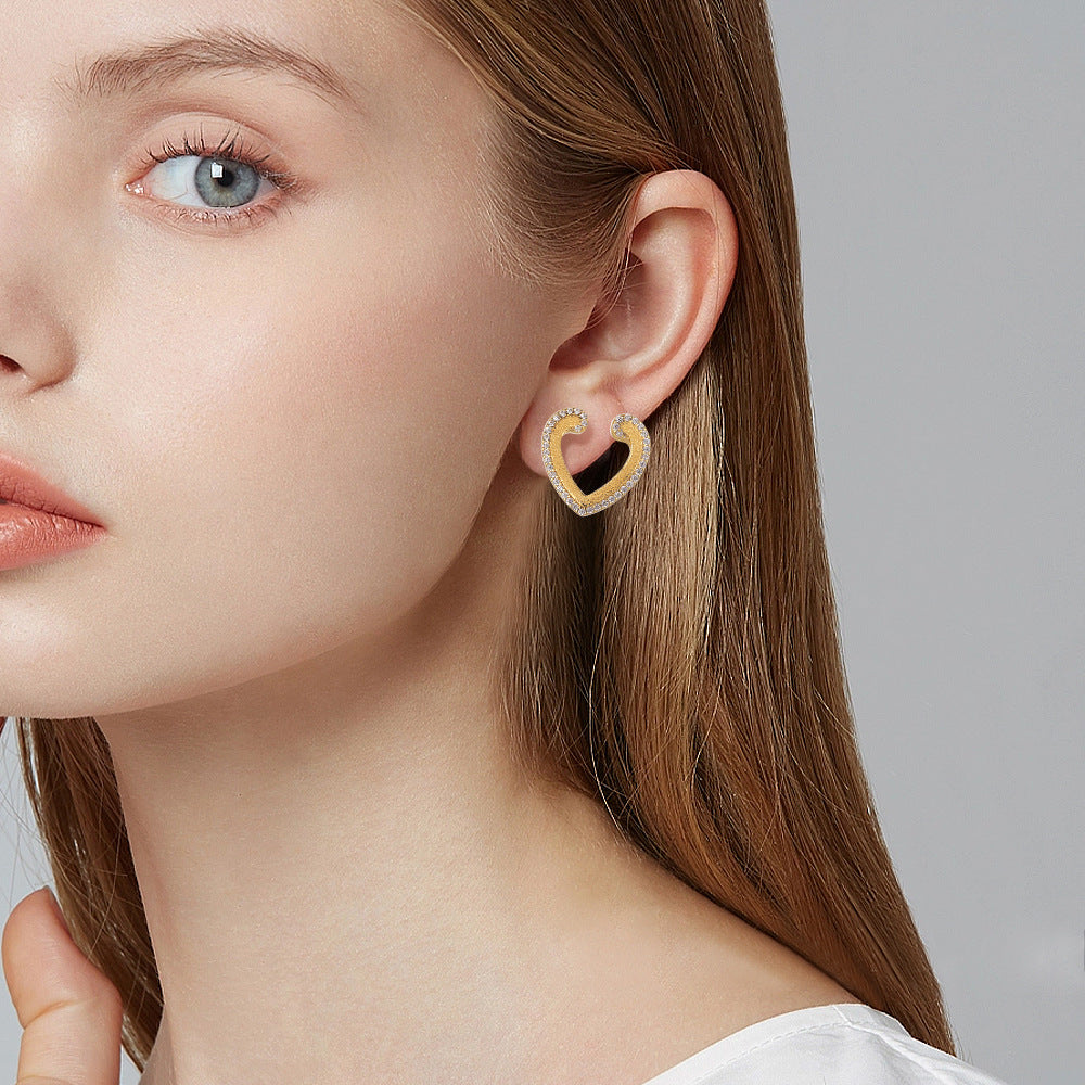 S925 Heart Stud Earrings - Trendy Silver Jewelry