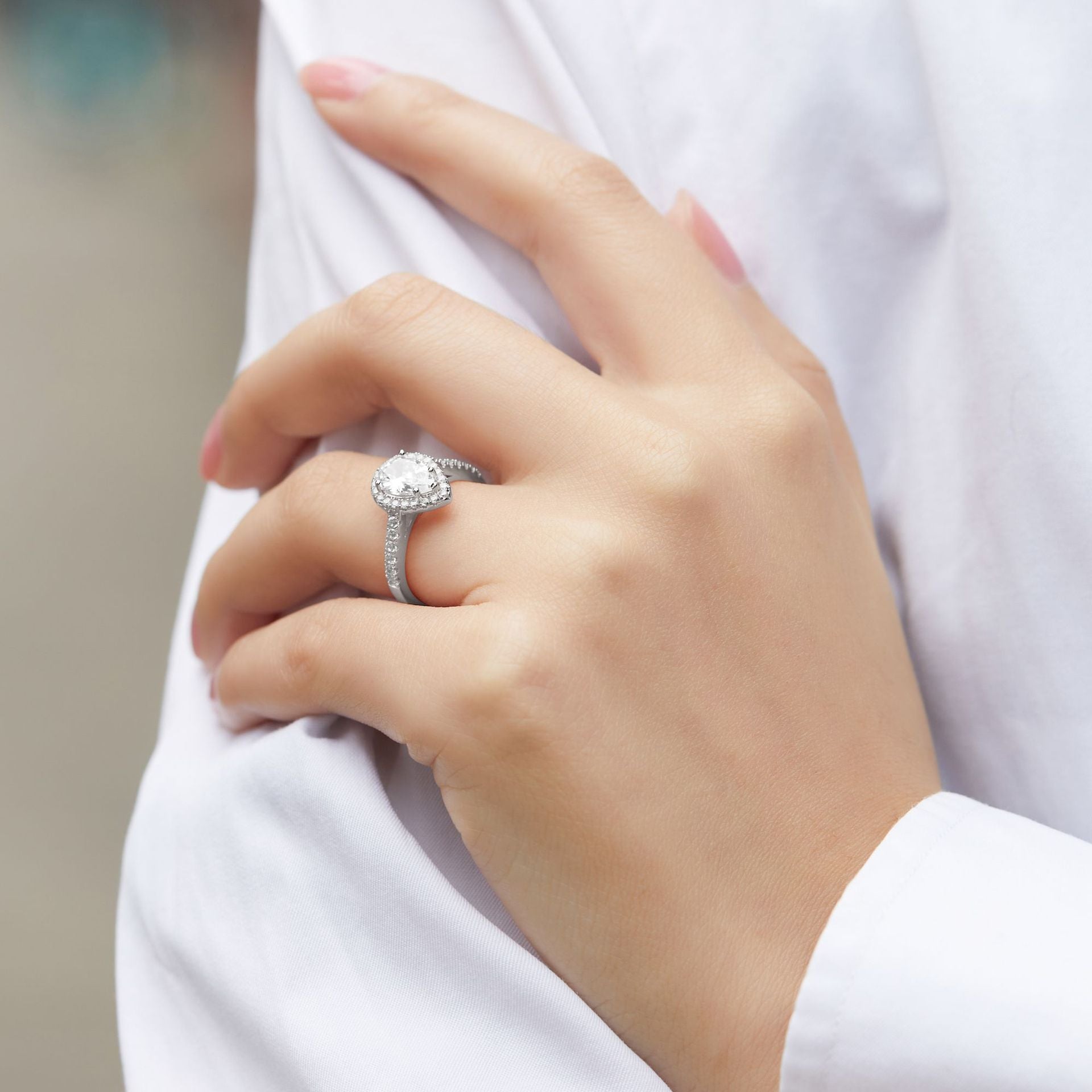 S925 Sterling Silver Teardrop Ring