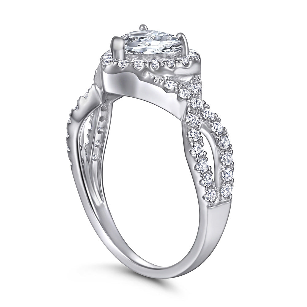 S925 Sterling Silver Heart Ring – Cubic Zirconia CZ Band