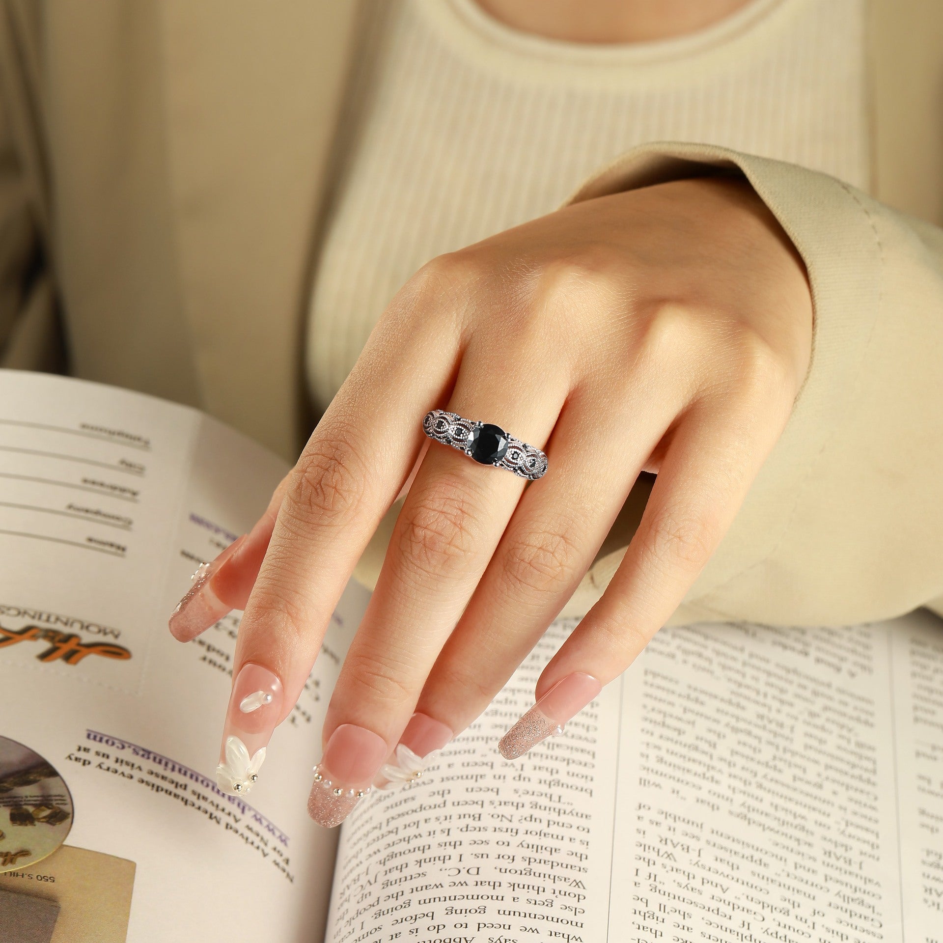 925 Silver Nano Black CZ Statement Ring