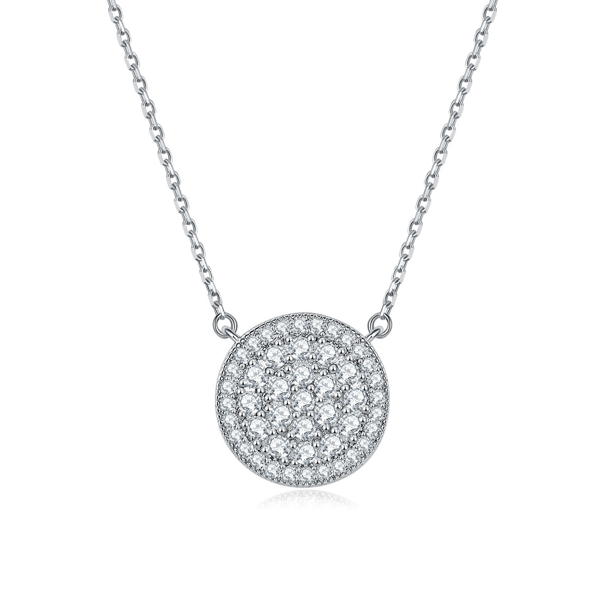S925 Silver Full-Cut Zircon Circle Necklace