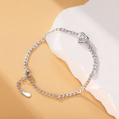 S925 Heart CZ Bracelet - Luxe Silver Jewelry