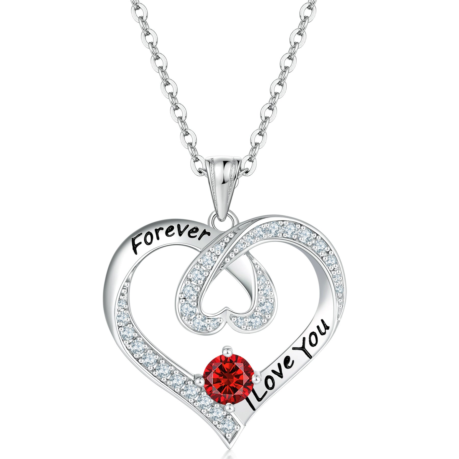 S925 Silver Letter Sapphire Heart Necklace