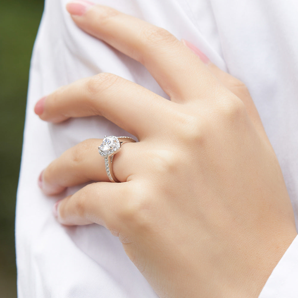 Dainty CZ Heart Ring - S925 Sterling Silver
